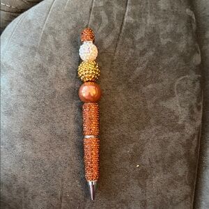 Elegant Beaded Pen - Orange and Gold